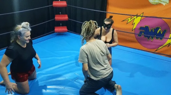 Two big fem wrestlers vs guy.webp