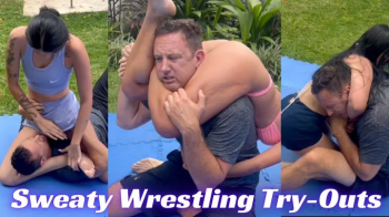 6'2- Shekina and her friends have Wrestling Try Outs on a Hot Sweaty Afternoon.webp