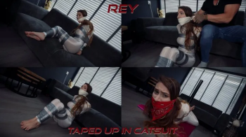 Rey in White Spandex Catsuit- Duct Tape Hogtie, Stuffed Gags & Muffled Struggles H264 MP4 HD ( tape, gag, stuffing, micr.webp