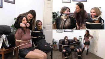 Kobe Lee Catches The Two Thieves - Kody Evans And London Evans Silk Scarf Gagging Damsel Bondage 1080.webp