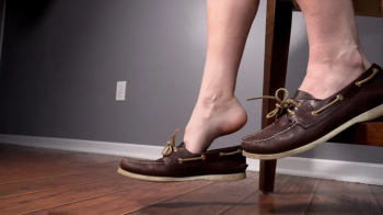 Kylie Jacobsx - Side View Shoeplay Dangling Worn Brown Leather Loafers FootPlay - Kylie Jacobsx - MP.webp