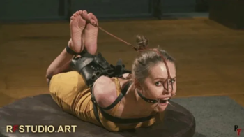 Rf Studio Production - Ivanka - Tight Leather Rope Hogtie on Turntable + Ring Gag and Nose Hook (FUL.webp