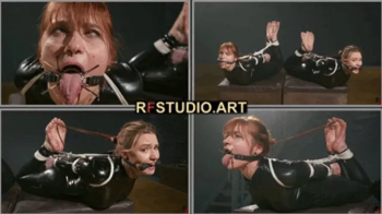 Rf Studio Production - Rita and Astrid Barefoot in Catsuits - Double Bastinado for Hogtied and Gagge.webp