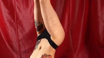 Bound-feet Clip Store - Topless barefoot Angela is suspended upside down on-screen (HD MOV).webp