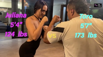Kink Sports - Competitive Scissorhold Escape Wrestling - Fitness Girl Juliana vs Male Weightlifter T.webp