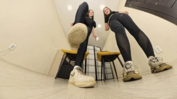 Under Giantess Soles - Tina & Ashley - crush him with your sneaker VR 360 8K.webp