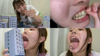 Japanese Asian Biting Mouth Fetish - Machi Ikuta - Giantess Cute girl Machi's innocent destruct.webp
